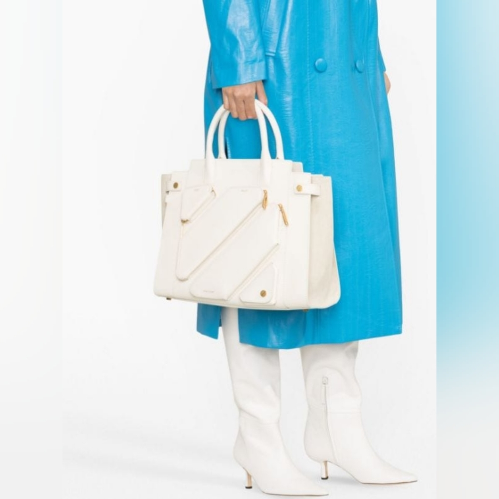 Off-Whitelarge City leather tote bag